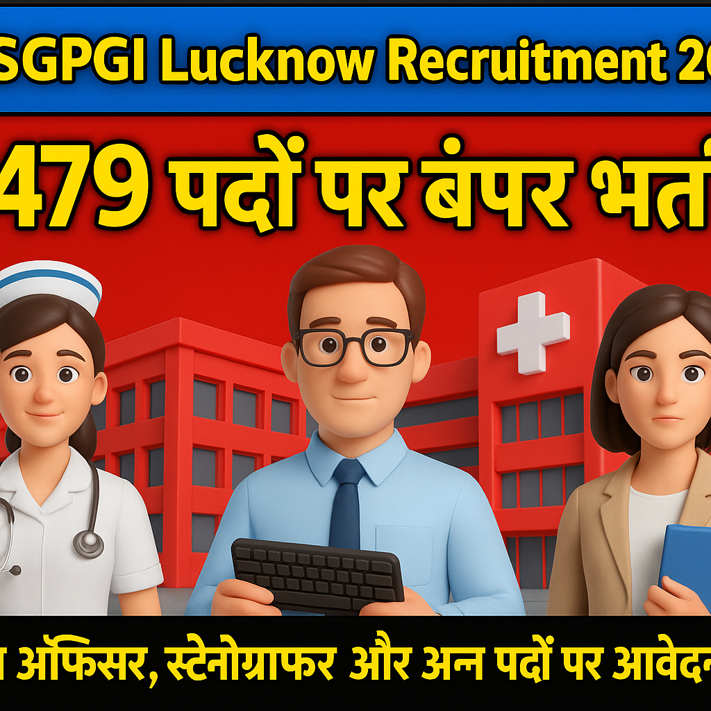 🏥 SGPGI Lucknow Recruitment 2025: 1479 पदों पर बंपर भर्ती – नर्सिंग ऑफिसर, स्टेनोग्राफर और अन्य पदों पर आवेदन करें